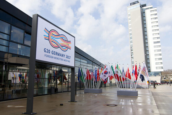 Flags in front of the World Conference Center Bonn