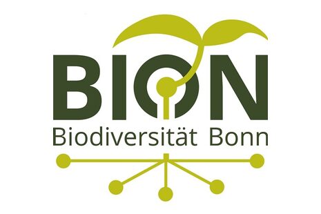 Das Bild zeigt das Logo des Biodiversitätsnetzwerks BION in grün mit einer stilisierten Pflanze.