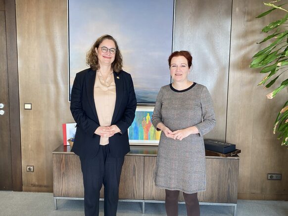 Mayor Katja Dörner (r.) and Melanie Hauenstein, Director of the German Representation of the United Nations Development Program (UNDP), met for talks.