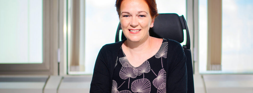 Mayor Katja Dörner sits at her desk