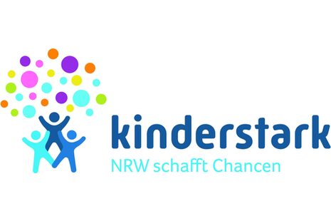 Beyaz zemin üzerine "Kinderstark NRW fırsatlar yaratır" yazmaktadır.